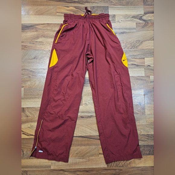 Nike Team Clima-FIT Track Pants Men’s Medium Maroon Gold Ankle Zip - Picture 1 of 7